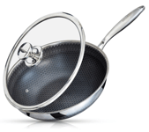 Non Stick Wok with Lid, 30cm Large Cooking Pot Pan Stainless Steel