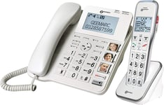 Amplidect 595 Combi - Téléphone Filaire Amplifié Et Son Combiné Additionnel Avec Répondeur, Gros Boutons Et Fonction Sos Pour Séniors - Perte Auditive Moyenne Ou Sévère - Version Fr