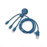 Xoopar Mr Bio Long 1m Câble Multi USB 4en1 en Forme de Pieuvre Bleu Chargeur Universel Conçu avec des Matériaux Respectueux de l’Environnement Prise USB Universel pour Smartphone