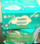 Sensitive Baby Wipes 6x 60 packs Fragrance Free Gentle 360 total Lupilu Mild Wet