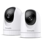 Cinnado Babyphone Camera Interieur WiFi sans Fil - 2K IP Camera Dômes 360 degrés connectee Telephone a Distance pour Bebe/Maison avec Détection, Compatible avec Alexa, D1 Lot de 2