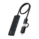 4-Port HUB USB, AYCLIF Ultra-Slim USB 3.0 hub pour MacBook Pro/Air, Adaptateur multiport USB 5 Gbps Data Hub pour iMac Pro, Xbox, PS4, Dell, HP, Surface, Notebook PC, Tesla Model 3, HDD