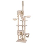 lionto XXL Arbre à Chat Arbre à Grimper griffoir pour Chat réglable en Hauteur 230-250 cm, Beige