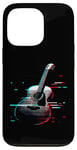 Coque pour iPhone 13 Pro Glitch Guitare acoustique – Amateur de musique de guitare vintage