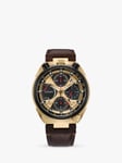 Citizen AV0072-01X Men's Promaster Bullhead Racing Eco-Drive Chronograph Leather Strap Watch, Gold/Brown