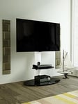 Avf Lugano Oval Pedestal Tv Stand And Tv Bracket - Satin White / Black Glass