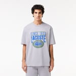 Lacoste T-shirt loose fit coton épais imprimé Taille M Gris Chine