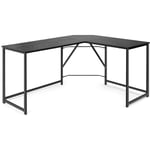 Bureau d'angle en forme L 148 x 120 cm poste de travail avec cadre en métal renforcé pour bureau à domicile style modern noir