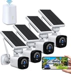 4MP Kit Camera Surveillance WiFi Solaire, 2K Kit Video Surveillance sans Fil Exterieur Solaire, Détection de Mouvement PIR, Audio 2 Voies, Sortie HDMI, IP66 Étanche, 365-Jour Vie de Batterie.[G2217]