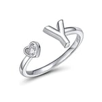 CRYSLOVE Bague Femme de Initiales Lettres en Argent Sterling 925 Anneau Ouverte Ajustable Alphabet A à Z Bijoux Cadeau Anniversaire pour Femmes Filles