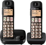 Panasonic KX-TGE112E Big Button Twin DECT Cordless Telephone - Black