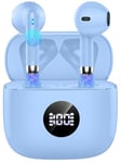 Wireless Earbuds, Bluetooth 5.3 Headphones in Ear with 4 ENC Noise Cancelling Mic, Bluetooth Earbuds 40H Playtime, HiFi Stereo Deep Bass Wireless Earphones IP7 Waterproof, USB-C Fast Charge Light Blue