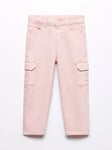 Mango Kids' Wanda Pocket Cargo Jeans, Light Pastel Pink