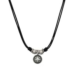 s.Oliver Chaîne avec pendentif Acier inoxydable Cuir Collier homme, 45+5 cm, Argent, Boussole, Livré en boîte cadeau bijoux, 2035536