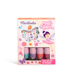 MARTINELIA - Set Manucure Fée et Papillon pour Enfant - 4 Vernis à Ongles Colorés Bleu, Violet, Rose & Orange et Stickers Nail Art Pour Fille - Vernis à Ongles à base d'Eau - Non Toxique