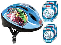 Stamp Garçon sTAMP SET DE PROTECTION comprenant CASQUE GENOUILLERES et COUDIERES vélo AVENGERS, Bleu, 52-56 CM EU