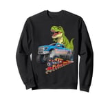 Monster Truck Toddlers Family Birthday Train Trex Dinosaur Sweatshirt