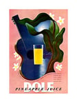 Wee Blue Coo Ad Drink Pineapple Juice Dole Guitar Moon Wall Art Print