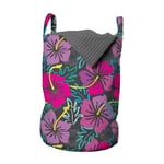 Floral Laundry bag Pink and Purple Hibiscus