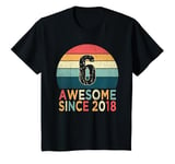 Youth 6th Birthday Vintage Retro 6 Years Old Awesome Since 2018 T-Shirt