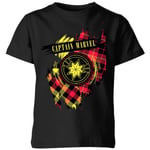 Captain Marvel Tartan Patch Kids' T-Shirt - Black - 9-10 ans - Noir