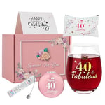 TOONGEEN 40th Birthday Gifts for Women Her, Personalised Stemless Wine Glasses Gift Sets for Ladies, Ideas 40th Birthday Presents for Women Friend, Mum, Sister, Female, Bestie, 19 Oz