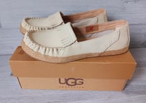 UGG Marrah Slip On Moccasins - Womens UK 3.5 USA 5 - Leather/Suede - Cream