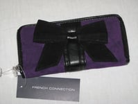 BNWT  FRENCH CONNECTION FCUK  Large Velvet Bow Coin / Credit Card Purse  Purple