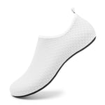 Steppli Water Shoes Aqua Wet Socks Yoga Quick-Dry Beach Lightweight Swim Pool Sea Surf Shoes for Men Women White EU42/43=UK8/9