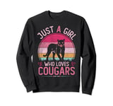 Just A Girl Who Loves Cougars, Vintage Cougars Girls Kids Sweatshirt