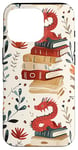 Coque pour iPhone 16 Pro Motif de ver de bibliothèque Cute Dragon Books Cottagecore