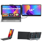 Kwumsy Portable Monitor For Laptop, 14 Inch FHD 1080P Display Dual Screen Monitor For Laptop, Second Portable Monitor Plug and Play No Driver, Supports Wins/Mac/Chrome, Compatible 13“-17.3'' Laptops.