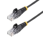 Startech.com Câble réseau Ethernet RJ45 Cat6 de 50 cm - Cordon de brassage mince Cat 6 UTP sans crochet - Fil Gigabit noir (N6PAT50CMBKS)