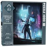 ART&MEEPLE Puzzle 1000 pcs 68x48 cm Haute Qualité + Poster 48x48 cm, Découpe Originale des pièces, Carton épais contrecollé des 2 côtés avec Papier Vernis – Chronicles of Crime 2400