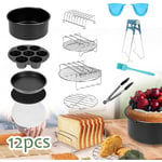 12 Pièces Accessoires pour friteuse Air Fryer Kit d'accessoires universels pour friteuse à air chaud de 7 pouces - Tolletour