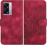 Coque Pour Oppo A77 5g / Oppo A57 5g / Oppo A57s 4g, Cuir Pu Etui Flip Portefeuille A Rabat Housse Avec [Antichoc] [Magnetique] [Porte Cartes] [Stand Fonction] Pour Oppo A77 5g - Rose Rouge