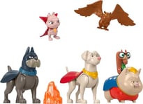 Krypto Super Chien, Coffret 6 Figurines Dont Les Chiens de Batman et Superman, Ace et Krypto, Plus Accessoire de Jeu, Jouet Enfant, Dès 3 Ans, HGL00