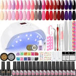 Gel nagellack set startset med lampa 36W U V / LED, 20 färger Nail Set Gel Nails Starter Set