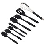 Salter BW12838EU7 Bakes Ensemble d'ustensiles en Silicone – Kit d'outils de Cuisine, spatules, grattoir, Brosse pâteuse, Fouet, Crochets de Suspension, Nettoyage Facile, résistant à la Chaleur, Noir