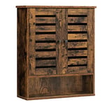 VASAGLE Meuble de Rangement Suspendu pour Salle de Bain, Armoire à Pharmacie, Placard, Compartiment Ouvert, étagère réglable en Hauteur, 60 x 20 x 70 cm, Marron Rustique BBK121X01