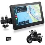 AXFEE Motorcycle GPS Carplay Screen, 7" Dual Bluetooth Wireless CarPlay & Android Auto Portable Car Stereo, Portable Navigation/Dash Cam with Waterproof Touchscreen for Motorbike, Siri Link