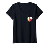 Womens Polish Irish A Small Vintage Flag in Heart of Poland Ireland V-Neck T-Shirt