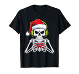 Gamer Skeleton Santa Headphones Christmas Gaming T-Shirt