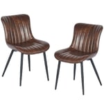 Lot de 2 chaises de salle à manger en simili cuir marron, fauteuils ergonomiques