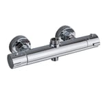 Blandare Termostatisk Dusch 2 Utgångar Mässing Dusch Termostatisk Kran Dubbel Duschblandare Högt Utlopp G3/4 Bsp (26,4 Mm) + Lågt G1/2 "bsp (21 Mm)