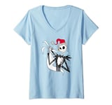 Disney The Nightmare Before Christmas Jack Santa and Zero T-Shirt avec Col en V