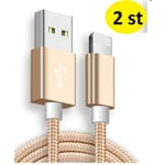 2 st 2m iphone kabel guld guld