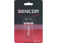 Sencor Zink-Kol Batteri, 6F22, 6F22, 9V, Sencor, Blister, 1-Pack