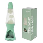 Fisura – Lampe à lave avec bougie. Lampe à lave sans électricité. Lampe à lave menthe et blanche. Lampe écologique. Cadeau original. 29 centimètres x 8,5 centimètres