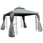 3 x 3Metre Garden Gazebo Double Top Gazebo Canopy with Mesh